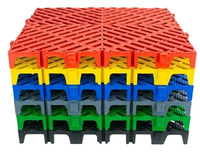 YYLMKMFC Ineinandergreifende Garagenbodenfliesen, 40 x 40 x 4 cm, verhindern das Verrutschen von Bodenmatten, Spleißen von PP-Kissenböden, 11023 Pfund Kapazität(Yellow,16pieces)