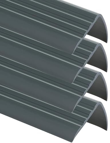 4er-Set PVC Treppenkantenprofil selbstklebend 50x40mm 200cm Anthrazit | Winkelprofil, Treppenkantenschutz für Treppenstufen, Anti-Rutsch-Oberfläche, einfache Montage ohne Bohren