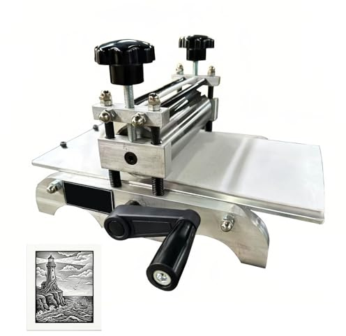 Koyike Pressa Professionale per Stampa d'Arte, Torchio Calcografico in Lega di Alluminio con Rullo 5cm, Macchina per Incisione e DIY per Studenti e Artisti, 30x17cm