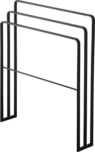 Yamazaki 4980 TOWER Badetuchständer mit drei Stangen, schwarz, Stahl, minimalistisch, 70 x 14 x 81 cm