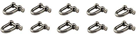 304 Edelstahl D-Ring-Form M5 Schäkel Heavy Duty Lastheber Klemme für Kette Marine Schnalle 10 Stück
