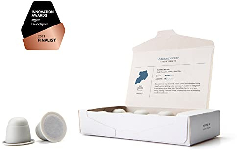 Kiss The Hippo – kolnegativa kaffekapslar | Ekologiskt koffeinfritt med enkelt ursprung | 100 % komposterbar | anteckningar av mörk choklad, koffee, brasilienöt | Paket med 30