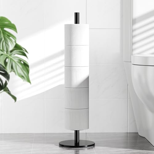 Porte-Papier Toilette Noir pour Le Rangement du Papier Toilette de la Salle de Bain, Porte-Papier Toilette autoportant en Acier Inoxydable