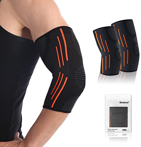 Dualeco Ellenbogenbandage, Ellbogen Bandage Damen/Männer, Atmungsaktiv Elbogenbandage for Bodybuilding/Tennisarm, Bandage Ellenbogen für Ellenbogengelenk