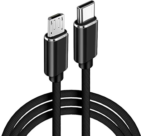 Cable USB C a micro USB, cable micro USB a USB C trenzado OTG de 480 Mbps a USB C a USB Micro para MacBook Pro Air S22 S21 S20 S10 Pixel etc. Gris espacial 1 m