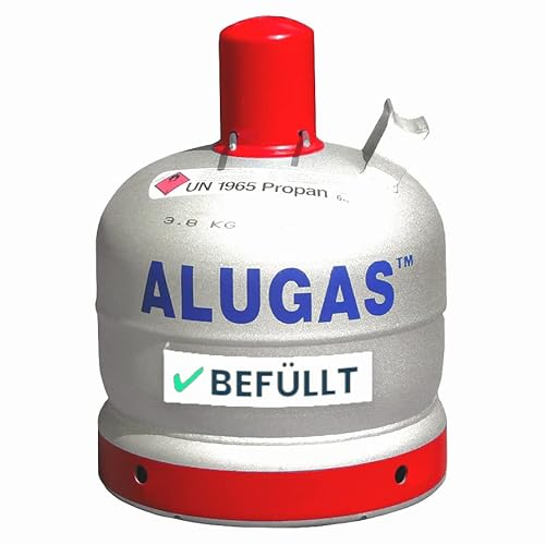 ALUGAS Propangas 6,0 kg-Alu-Flasche GEFÜLLT | inkl. Füllung | Inkl. Gefahrtransport |Wenig Gewicht dank Aluminium-Gehäuse | für Gasgrill, Gaskocher, Camping