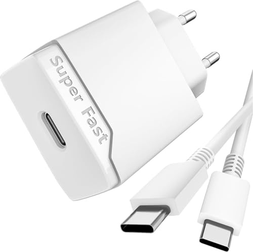 25W USB C Cargador, Carga Rápida Compatible con Samsung Galaxy, Cable 1,5M | Carga para Samsung Galaxy A56 5G A55 A36 A35 A54 A34 S25 S24 S23, Adaptador de Móvil Super Fast Charger con Cable Tipo C