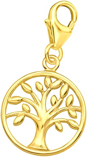 Limana Damen Mädchen Charm Karabiner Anhänger echt 925 Sterling Silber Lebensbaum