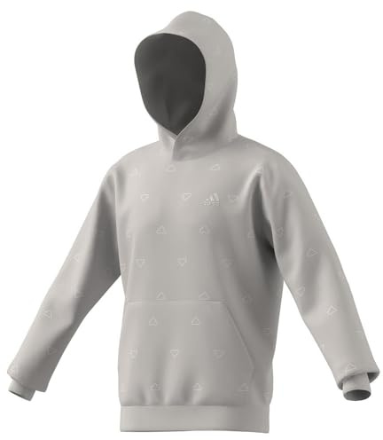 adidas För Män Seasonal Essentials Monogram Fleece Graphic Hoodie, grey two, L