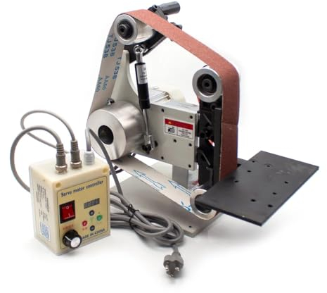 LeTkingok Levigatrice a Nastro Elettrica Multifunzionale 915x50mm con Controller Del Motore, Affilatrice per Coltelli Orizzontale Verticale Affilatrice per Lame Regolabile