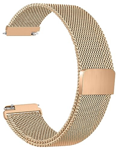 Oumida 20mm 22mm Uhrenarmbänder für Damen Herren, Edelstahl Mesh Armband Metall Ersatzarmband, Verstellbarer Schnellverschluss Armbänder mit Magnetschnalle, 22mm Roségold