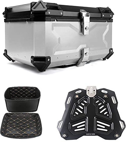 JUNNIU 28L 36L 45L 55L 65L 80L 100L Top Box Motorrad Top Case Schloss Lagerung Träger Fall Heck Box Schnell-Release-System Aluminium/Schwarz/D-100L Decoration