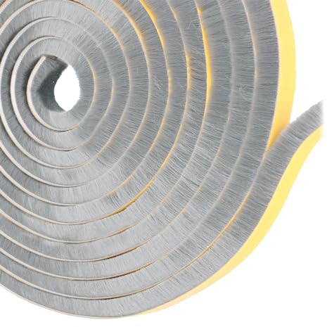 XEEINC 8M Bürstendichtung Selbstklebend, 9mm(B) x 15mm(D) Türbürstendichtung Bürstendichtung für Rolladen Schiebetür, Fenster Dichtungsband Türdichtung Bürste Insektenschutz - Grau