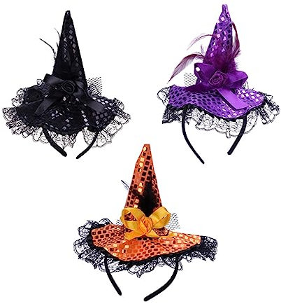 ABOOFAN 3stücke Teiliges Halloween Haarreifen Mit Hexenhut-design Für Kostümpartys Und Kinderfestivals Und Leicht Und Zu Tragen