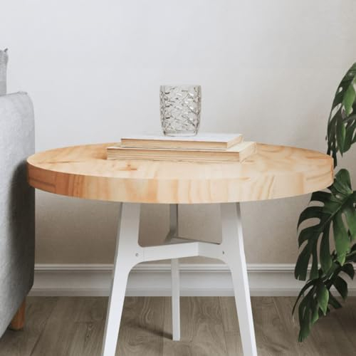 prissent Tischplatte Rund Ø50x3 cm Massivholz Kiefer Holztischplatte Ersatztischplatte Vielseitige Tischplatte Runde Tischplatte für Esstische Couchtisch Beistelltische Einfache Reinigung