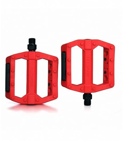 Inovey Pédales De Vélo De Montagne 9/16 Ultra Légères Pédales De Vélo De Route MTB BMX Vélo Pliant Pédales en Nylon Antidérapantes Accessoires De Cyclisme -Rouge -14mm