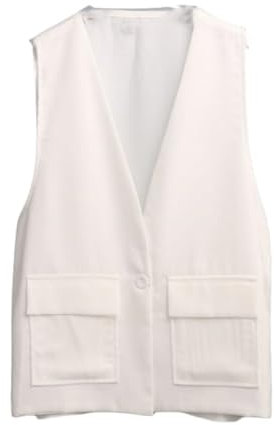 OutFyt Gilet Donna Gilet Senza Maniche In Chiffon, Spolverino Cardigan Aperto Sul Davanti Giacca Bianca Senza Maniche Leggera Gilet Lungo Giacca Estiva Primaverile Gilet Gilet, Bianco, S