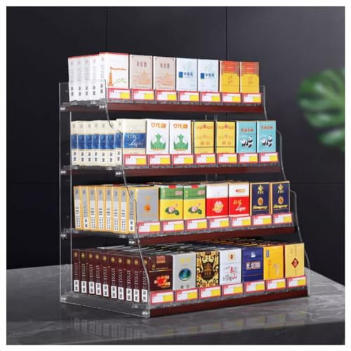 Acryl-Vitrine, Zigaretten, Süßigkeiten Kabinett, Thekenvitrine , Kommerzielles Einzelhandelsregal, Zusammengebauter Vitrinenorganisator für Laden, 4 Schichten ( Farbe : klar , Größe : 48.5x29x68.5cm )