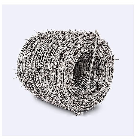 IBOWZ Alambre Espino Galvanizado Alambre de púas, bobinas de Alambre de púas antiescalada, Rollo de Alambre de jardín al Aire Libre para Valla, Bate de béisbol, artesanías residenciales