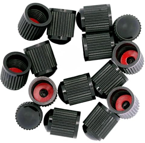 Pack de 15 Tapones de Neumáticos con Anillo sellador para la presión - Tapones de Válvula para Rueda de Coche y Moto, Tapón de Ruedas