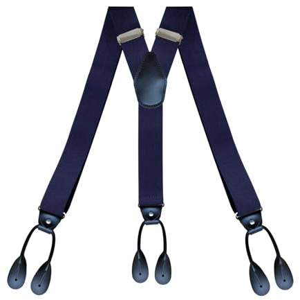 YUEZHAN Bretelle Suspender Buttons Suspenders Fashion Man's Braces 3 Clips Braces Casual Suspensorios Adjustable Belt Strap Navyblue