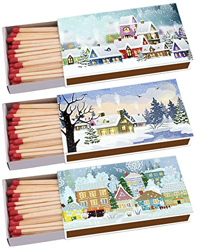 Kaminhölzer Winterdorf Kaminstreichholz Zigarrenhölzer Pfeifenhölzer 100mm Streichhölzer Kaminanzünder Zündhölzer Zigarre Pfeife Kamin Grill Kerze Grillanzünder Lange Brenndauer (3 Packungen)