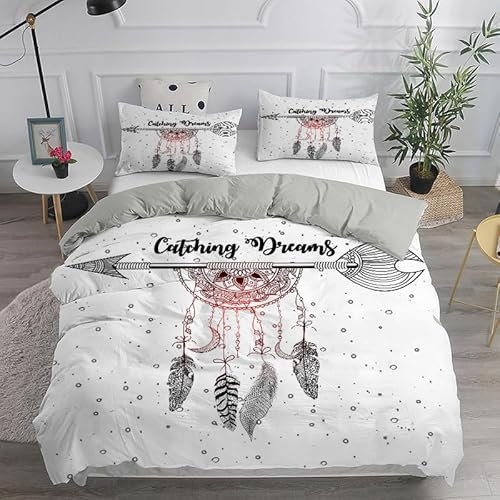CHCHNXY Bettwäsche 200x200,Traumfänger 3 Teilig Weich Und Atmungsaktiv Bettwäsche-Set,Für Jugendliche Erwachsene 1 Bettbezüge Mit Reißverschluss Und 2 Kissenbezug 80x80cm