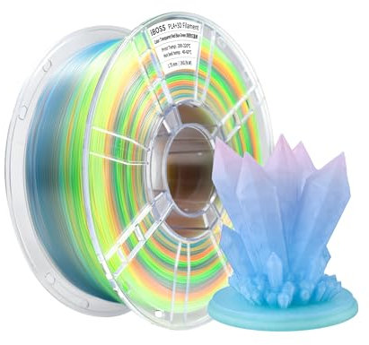 iBOSS Gradient PLA Plus 3D-Drucker-Filament 1,75 +/- 0,02 mm, 1 kg Spule (2,2lbs) Transparentes Dreifarbiges PLA Pro 3D-Filament, Passend für die meisten FDM-Drucker (Transparent Rot Blau Grün)