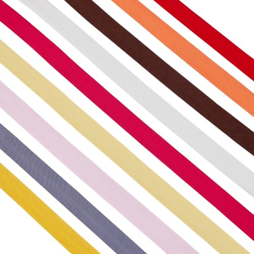 PH PandaHall 19 Yards 9 Farben Schrägband Zum Nähen 7/8 Zoll Doppelfalten Schrägband Aus Polycotton Schrägband Zum Nähen von Nähten Und Paspeln