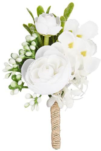 craspire Elfenbeinfarbene Rose Im Knopfloch Hochzeitsblumennadel Für Männer Weißes Tuch Künstliche Rosen Blumendekorationen Ansteckblume Für Den Bräutigam Und Den Trauzeugen Knopflochblumen