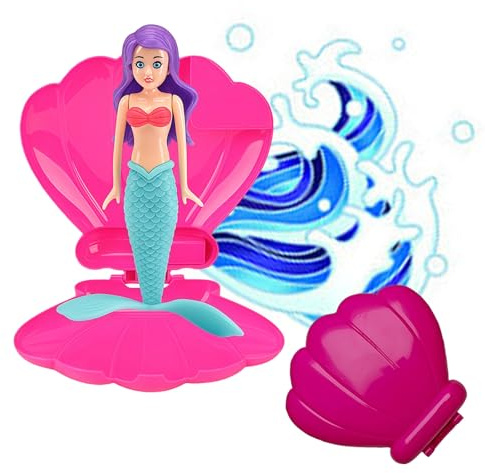 BbiuRer Meerjungfrau Spielzeug, Lustige Meerjungfrauen Pool Muschel, Unterwasser Abenteuer Spielzeug Für Kinder, Ideales Sommer Wasserspielzeug Und Geschenk, Rot, 28.5cm x 15cm