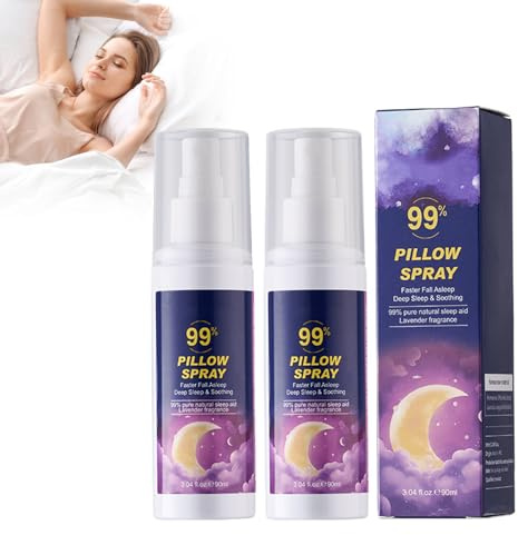 Lavendel Kissenspray Für Eine Gute Nacht – 2 Stück Schlafwohl Kissenspray mit natürlichem Lavendelöl für erholsamen Schlaf, Aroma Lavendelöl Deep Sleep Spray für strahlende Haut