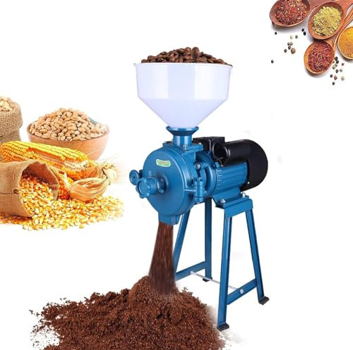 Commercial Stainless Steel Soybean Grinder Industrial Flour Milling Machine，Commercial Electric Grain Grinde Mill, Electric Feed/Flour Mill Dry Cereals Grinder Machine with Funnel, Rice Corn