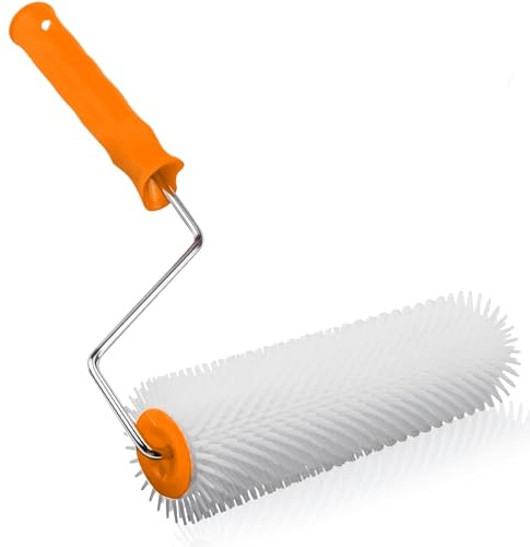 Rodillo de púas de 23 cm, rodillo de ventilación, longitud de púas 15 mm, viene con guantes, adecuado para eliminar el aire y las burbujas de los revestimientos del suelo