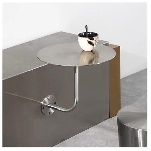 Runder Stehtisch aus Edelstahl – wandmontiertes L-förmiges, platzsparendes Design – multifunktional als Couchtisch, Bistro-, Pub- oder Küchenfrühstückstisch(30x45cm)