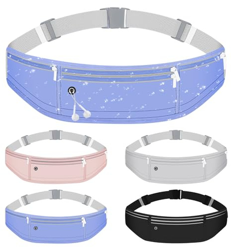 Mayoii Doppelschichtiges Design, Laufgürtel für Damen und Herren, leichter Laufgürtel mit Wasserflaschenfach, Handyhalterung, Lauftasche mit mehreren Taschen, Blau (doppellagig), Einheitsgröße, Modern