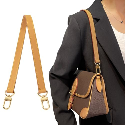 jiesinlov Vachetta Ersatz-Schulterriemen aus Leder für Diane oder Handtasche (Bienenwachs-Doppelte Schnallen-Breite:1.8cm,Länge:70cm)