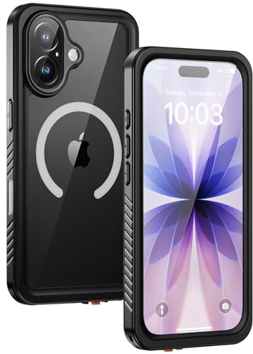 Lanhiem Coque pour iPhone 17 Étanche - Antichoc [Compatible avec Mag-Safe] Incassable 360 Intégrale [avec Protection Écran+Camera] IP68 Waterproof Chantier Antipoussière pour iPhone 17, Noir