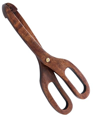 Clip Scissors Design Cooking Tong – Wooden Kitchen Grip Tool, Food Grade Serving Utensil, Lightweight Heat Resistant Breakfast Tong, Durable Handler | Reusable Tongs with Sturdy for Toast Pasta BBQ
