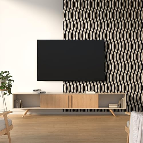 Wave Design Oak Decorative Wall Panel Wood Slat Panelling | Wooden 3D Slatted Acoustic Sound Absorbing Ceiling or Wall Slats (Wave (3 Pack))