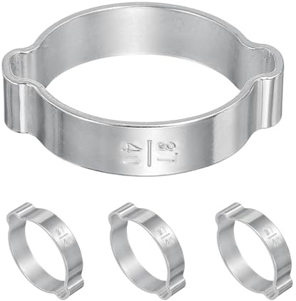 PATIKIL 4 Pcs Double Ear Hose Clamp, 37-40mm 304 Stainless Steel O Clip Crimp Rings, Pipe Clamps for Fuel Petrol Pipe Tube Fitting Connections
