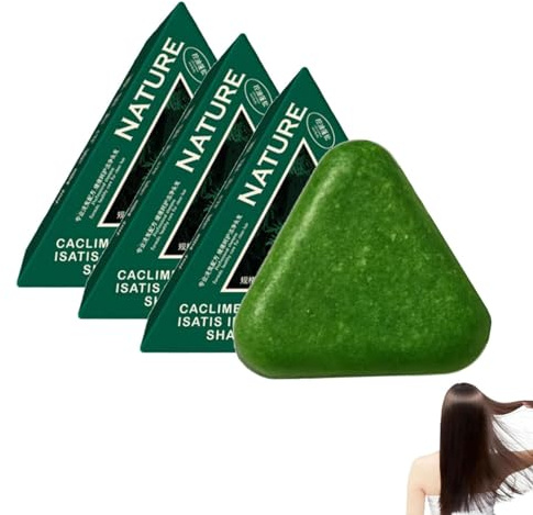 3 Pcs Nature Triangle Shampoo Bar, Nature Seven Green Soap, Usman Grass Shampoing, Nourrissant Pousse Cheveux, Calming & Strengthens Hair