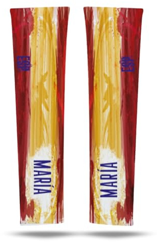 DEREGALOOS Manguitos Deportivos Personalizados con Bandera y Nombre. Par de Mangas Transpirables para Brazo. Protección Solar y Estilo para Running, Ciclismo, Fútbol o Entrenamientos al Aire Libre