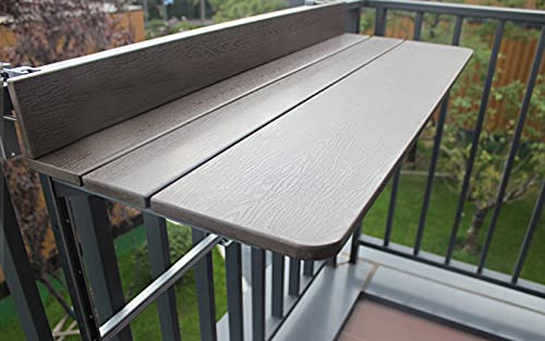 Balcony Hanging Table,Folding Hanging Table for Outdoor Balcony & Wall Mounted Bar Counter Shelf for Computer Room Dining Desk for Garden Patio Brown Color