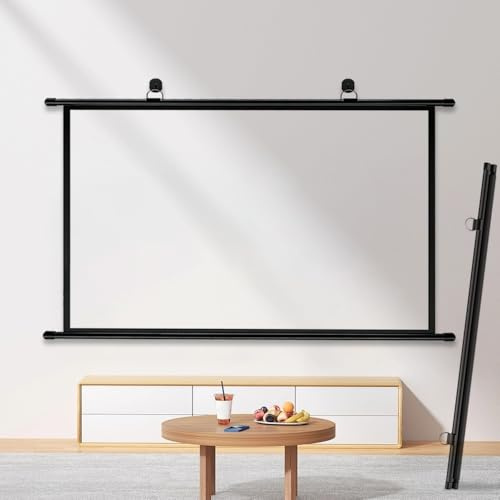 HOUKOIKBUG HD Telo Proiettore Portatile, Schermo Di Proiezione Avvolgibile Manuale 30-72 Pollici, HD 4K Schermo Per Proiettore Home Cinema Schermo For Tende A Rullo(4:3,72in)