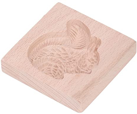 Fdit Moule à Biscuits en Bois, Moule de Cuisson en Bois de Hêtre avec Motif sculpté pour Biscuits, Pain D'épices et Pâtisseries, Outil de Gaufrage Réutilisable pour L'argile (écureuil)