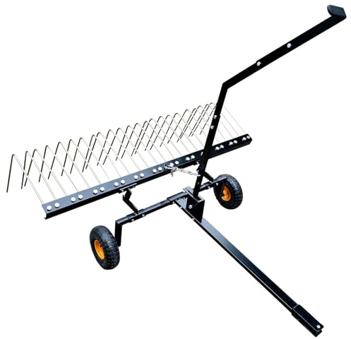 Crevyteg Râteau Robuste pour Jardin – 24 Dents en Acier – Manche Ergonomique – Idéal Scarification, Nettoyage pelouse, Tracteur ou ATV – Outil Manuel Professionnel