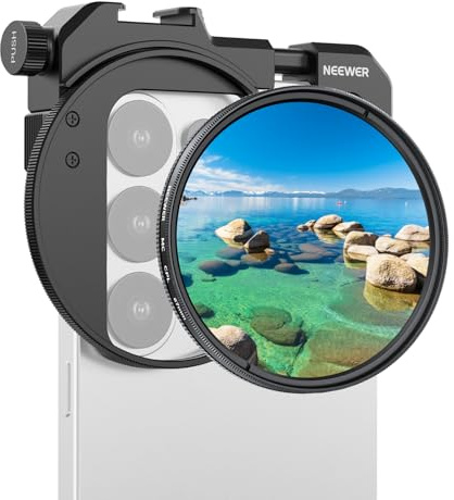 NEEWER 67mm Support de Filtre pour Téléphone avec Pince Réglable, Fixation pour Griffe Flash et Filtre CPL, Accessoires Photo Compatibles avec iPhone 17 16 15 14 Samsung Galaxy S26 Ultra S25, FL-112
