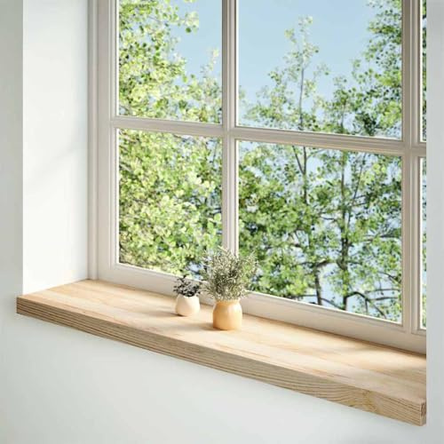 FWIKDUN 2 Pieces Untreated Oak Window Sill for Display, Solid Oak Wood Window Ledge Board 110x25x2 cm