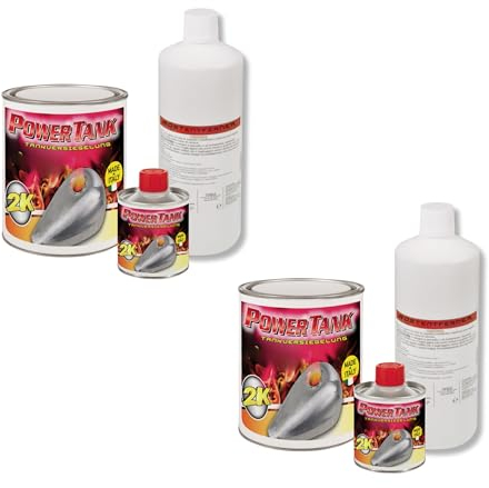 Power Tank 2 Tankversiegelung Motorrad 2k Rot 1,3 Kg Set Tankentroster Innen Versiegelung Tanksanierung Schutzemulsion Rost Tank Entrosten Und Versiegeln Tankinnenlack Tankbeschichtung Rostlöser Auto